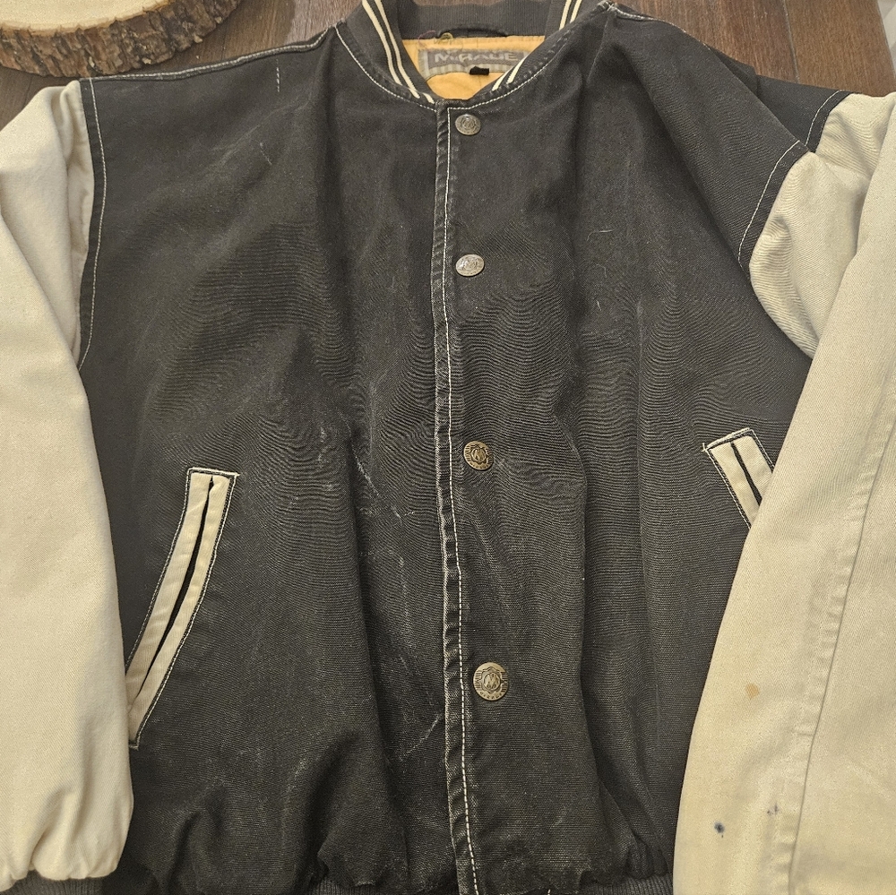 Varsity Style Mirage Black and Cream Jacket